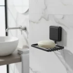 Jabonera aérea moderna acero negro