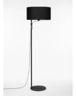 Luminaria Lampara De Pie Industrial Negro Pantalla Tela Negro