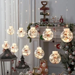 Cortina de luces led luciérnagas globos navideños