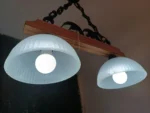 Colgante En Hierro Y Madera Con Campanas De Vidrio - Imagen 4