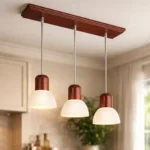 Lámpara Colgante Luminaria Techo Madera Vidrio 3 Luces