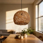 Colgante Lampara Fibra Natural 24cm Moderno Y Artesanal