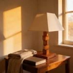 Lampara Portatil Veladora Living Dormitorio Madera Cubos