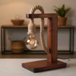 Lampara Portátil Veladora Con Madera Y Cuerda