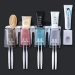 Dispensador Pasta Dental Porta Cepillo 4 Vasos Antibacterial - Imagen 3