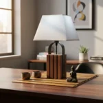 Lampara Veladora Portátil Mesa De Luz Madera / Hierro