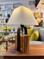 Lampara Veladora Portátil Mesa De Luz Madera / Hierro - Imagen 3
