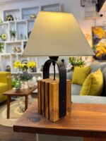 Lampara Veladora Portátil Mesa De Luz Madera / Hierro - Imagen 2