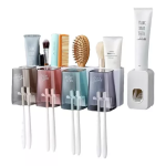 Dispensador Pasta Dental Porta Cepillo 4 Vasos Antibacterial