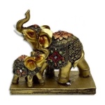 Elefante Decorativo En Resina Pintado Con Adornos 14cm