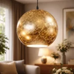 Colgante Moderno Vidrio Craquelado Dorado