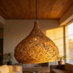 Colgante Lampara Fibra Natural Moderna Artesanal 33x33cm