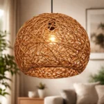 Colgante Lampara Fibra Natural 50cm Moderno Y Artesanal