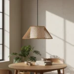 Colgante Lampara En Fibras Naturales Artesanal Dual 50x20cms