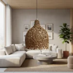 Colgante Lampara Fibra Natural Artesanal 48x60cm