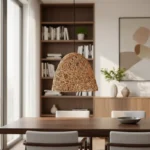 Colgante Lampara En Fibra Natural Modernas Artesanal Pantallon 55x50cm