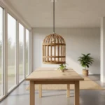 Lámpara Colgante Luminaria Techo Fibra Natural Moderno 20cm