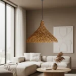 Lampara Colgante Luminaria Techo Fibra Natural Moderna Ecuanon 42x33 cm