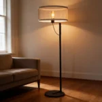 Portátil Lampara De Pie Industrial Con Pantalla De Malla Blanco