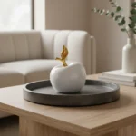 Manzana Decorativa 14cm Adorno En Ceramica Dorado