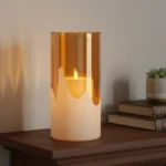 Vela Led Decorativa De Cebo Adorno Aspecto Natural Dorada 10cm