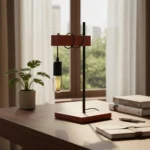 Lampara Portátil Veladora En Hierro Madera Móvil Moderna