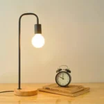 Lampara Portatil Veladora Mesa Moderna Minimalista C/bombita Negro