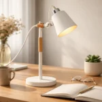 Lampara De Mesa Y Escritorio Metal Madera Ajustable Nórdico Blanco