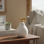 Pera Decorativa 18cm Adorno En Ceramica Dorado Decoracion