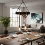 Lampara Colgante De Tronco Y Cuerda Rustico Estilo 2 Luces