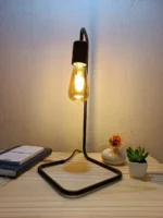 Lampara Portatil Veladora Mesa Minimalista Metalica Moderna