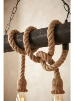 Lampara Colgante De Tronco Y Cuerda Rustico Estilo 2 Luces - Imagen 4
