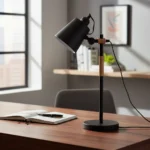 Lampara De Mesa Y Escritorio Metal Madera Ajustable Nórdico Negro