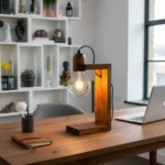 Lampara Portatil Veladora Living Dormitorio Mesa Madera - Imagen 4