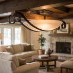 Plafón Colgante Hierro Y Madera