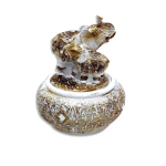 Elefante Decorativo En Resina Crema Con Baúl Tipo Cofre