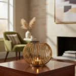 Porta Vela Decorativa De Metal Candelabro De Mesa Vintage Dorado o Negro 14cm