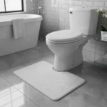 Alfombra Baño Antideslizante Set 3 Con Relieve Gris Claro Blanco