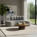 Sillón Sofá Diseño Curvo 2.20mts Moderno Tela Lavable