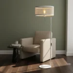 Portátil Lampara De Pie Industrial Blanco Con Pantalla De Malla Blanco