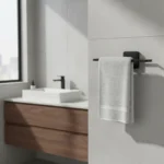 Toallero Mano Baño Soporte Servilleta Cocina Acero Garantía Color Negro