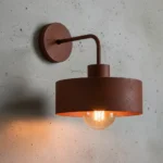 Aplique De Pared Pantalla Metálica Color Oxido