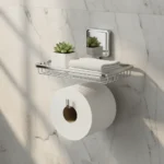 Porta Rollo Papel Higienico De Baño Dispensador Repisa Acero Cromado