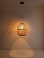 Lampara Colgante Luminaria Techo Vintage Bambú Moderno