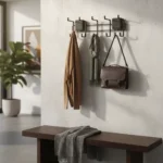 Perchero 5 Acero Percha Organizador De Pared 2 Años Garantia Color Negro