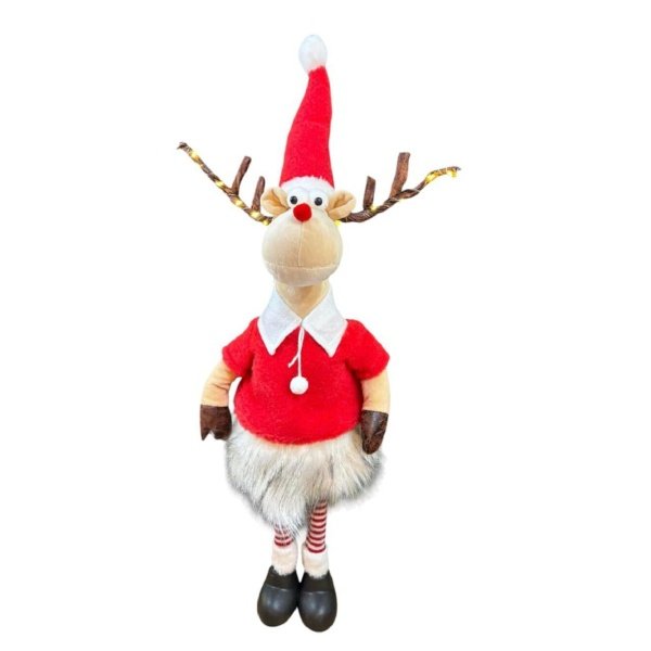 Muñeco Extensible Adorno Navidad Reno Grande Deco Navideña Rojo