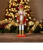 Adorno Navideño Soldado Cascanueces Madera 38 Cm Navidad Color Rojo