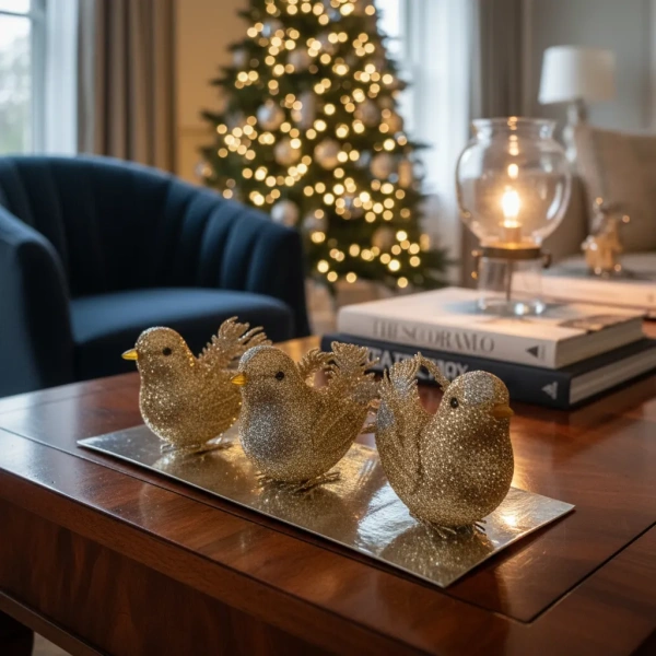 Pack De 4 Pajaritos Adorno Árbol Navidad Decoracion Navideña