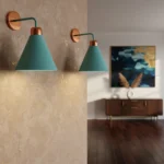 Aplique Spot Pared Embudo Pantalla Metal Minimalista Moderno Turquesa