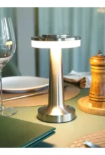 Lampara Veladora De Mesa Led Regulable Táctil Inalámbrica Luz Calida color Gris